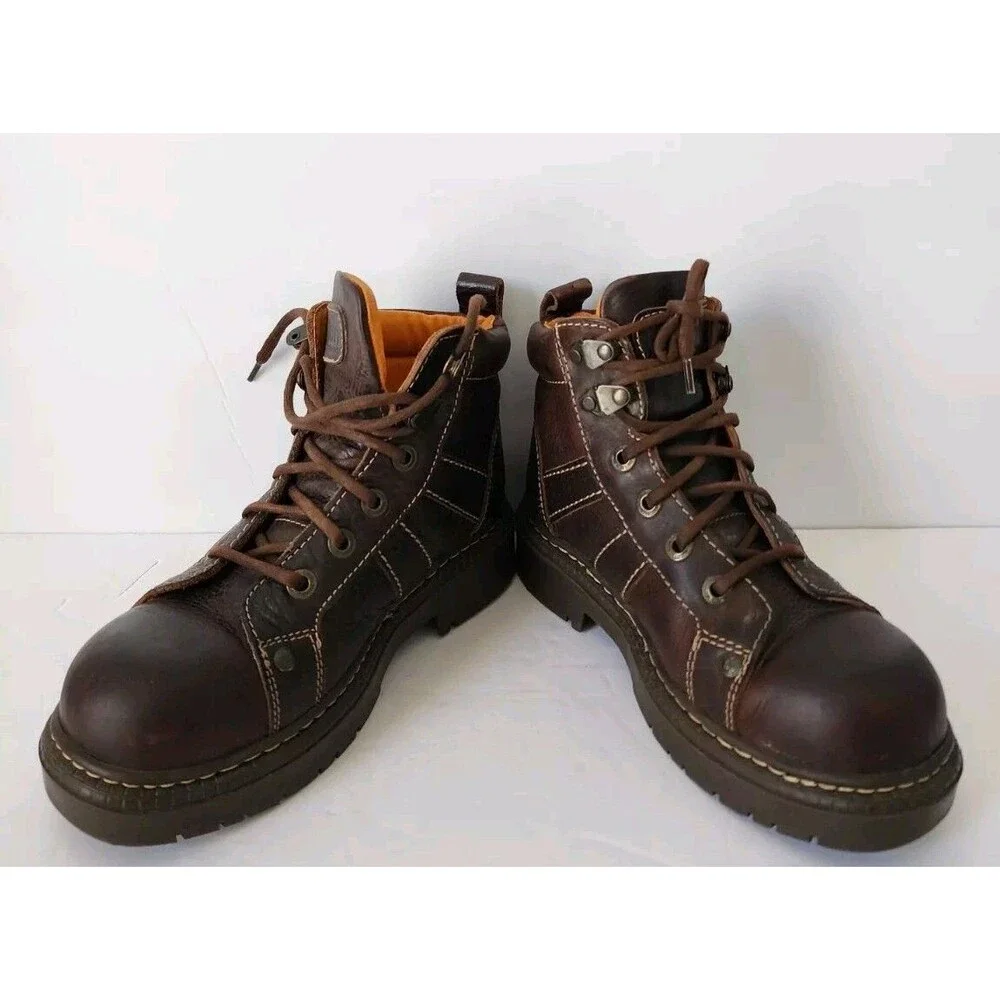 Rare London Underground Platform Leather Brown Lace Up Boots Wm 6 Men 4